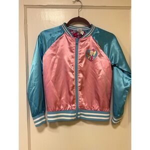 Girls Justice Nickelodeon JoJo Siwa Reversible Bomber Jacket 10/12 Pin/Blue READ